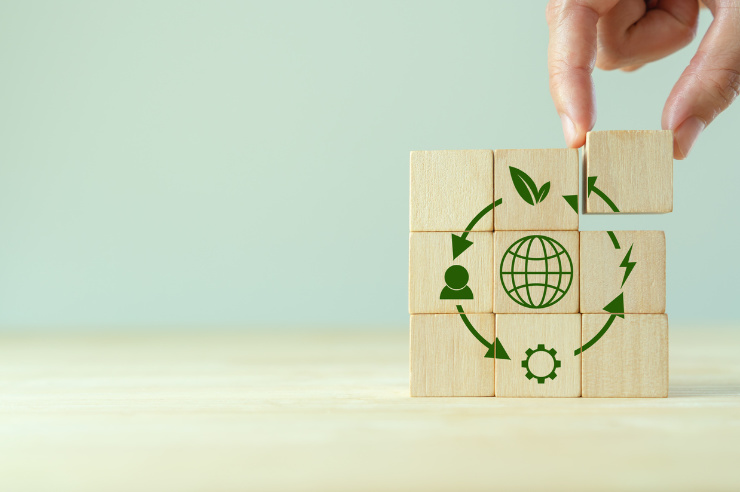 Building blocks showing environmentally friendly icons | An Post Insurance